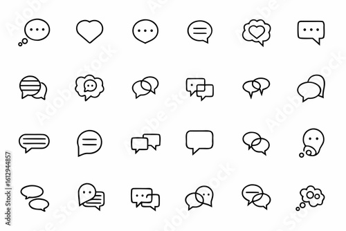 A minimal yet expressive vector pack of conversational speech bubbles in clean single-line style. Perfect for storytelling, web comics, and dialogue design
