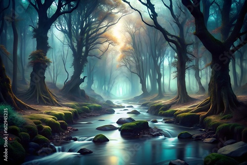 Fantasy Landscape with Black River Flowing