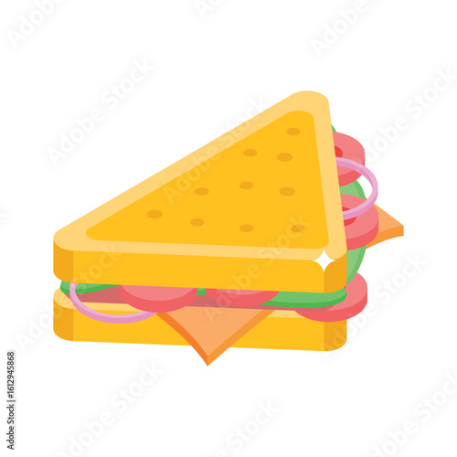 Premium isometric icon of layered bread sandwich