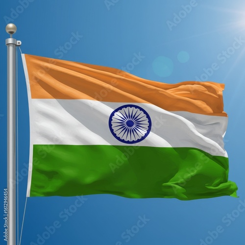 3D rendering of Indian flag on a desk stand