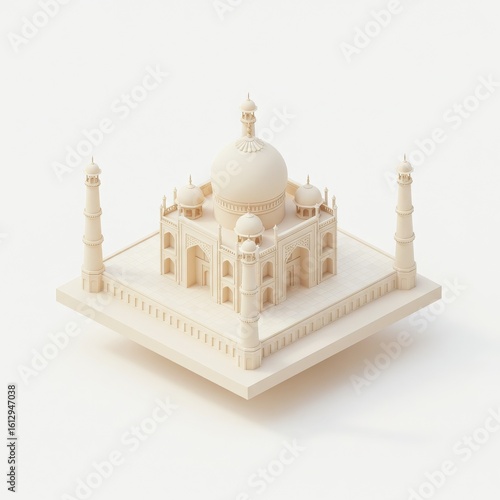3D Taj Mahal model in white ivory tone