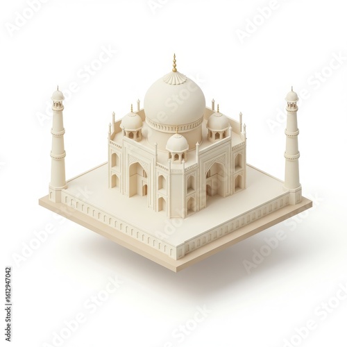 Ivory-colored 3D rendering of Taj Mahal monument