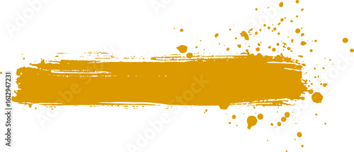 Yellow Paint Brush Stroke with Splatters