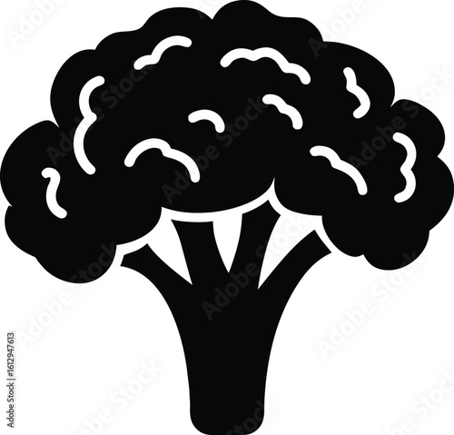 Silhouette of a cauliflower head with ruffled florets Food silhouette