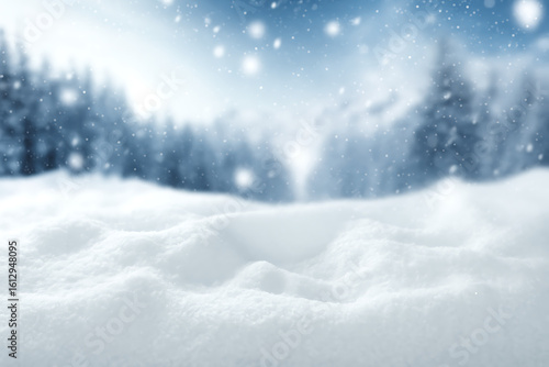 Wallpaper Mural A winter landscape with deep snow in the foreground and a blurry forest background. Torontodigital.ca