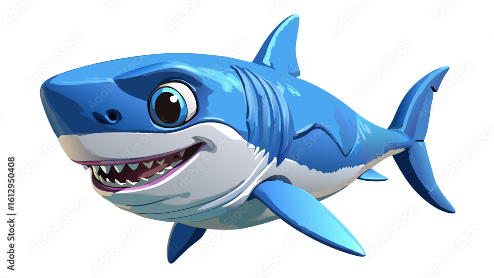 Obraz premium Great white shark side view 3D illustration