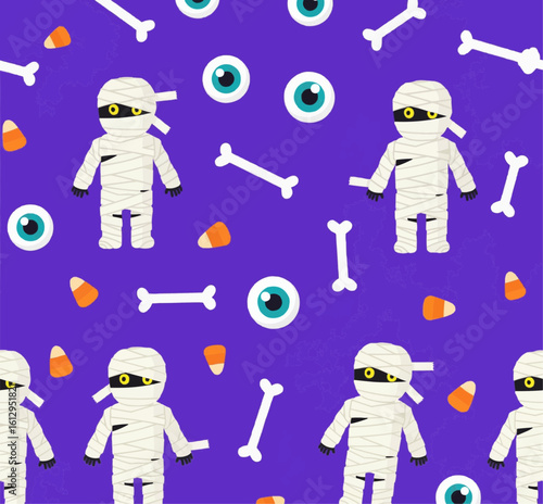 Mummy and Bandage Seamless Vector Pattern