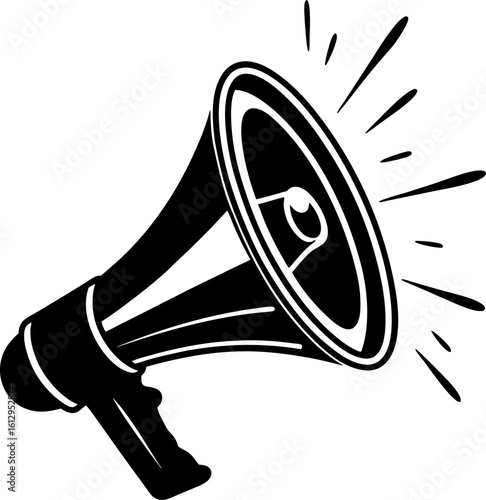 Isolated in White Background Megaphone Silhouette