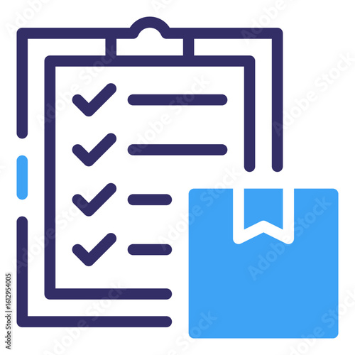 Illustrated of a clipboard with checklist and a parcel, embodies precision and preparedness, visually conveying efficient organization and logistical readiness.