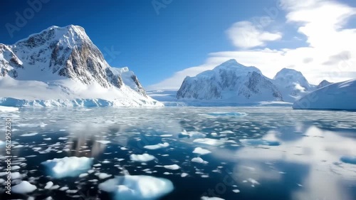 Wallpaper Mural Antarctic landscape: Snow-capped mountains, ice formations reflect clear blue sky. Untouched Arctic wilderness beauty. Torontodigital.ca