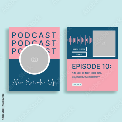 Modern podcast social media kit template for new episode announcements and promotion