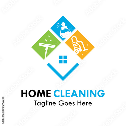 Home cleaning logo template illustration