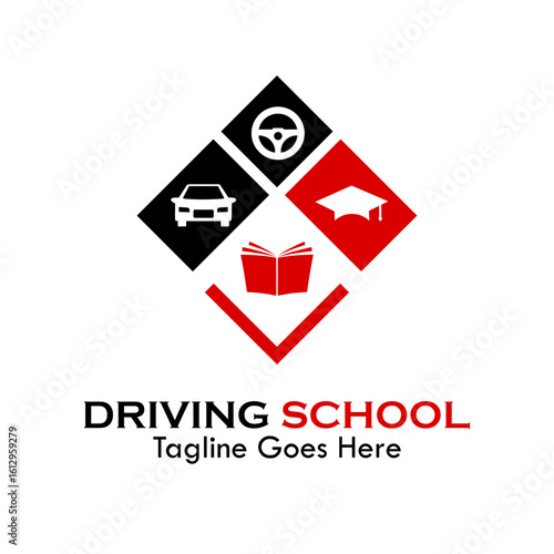 Driving school design logo template illustration