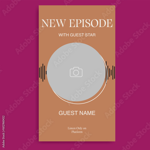 Modern social media template for a new podcast episode announcement with a guest star