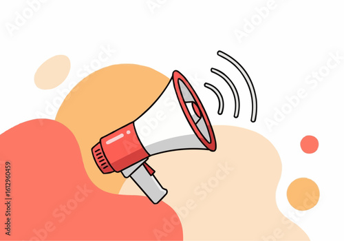 Megaphone Emitting Sound Waves Announcement Illustration