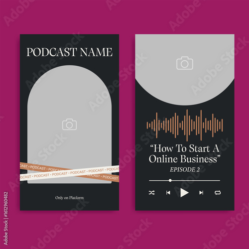 Modern podcast social media story templates for online business promotion and audio content