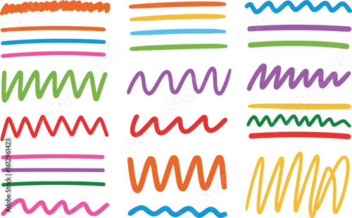 Wallpaper Mural Colorful Hand-Drawn Lines:  Wavy, Straight, and Scribbled Design Elements for Web and Print Torontodigital.ca