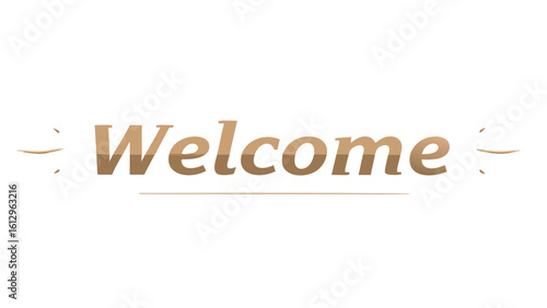 Welcome text in brown with decorative lines on a white background inviting and greeting the viewer