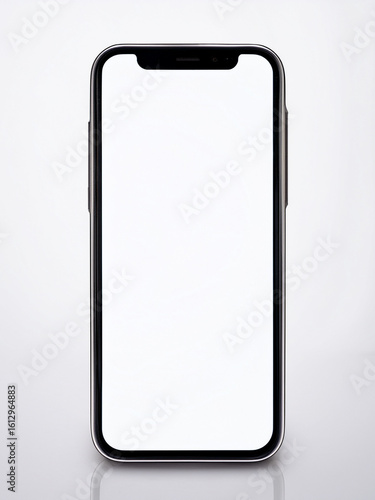 Black smartphone isolated on white background for tech use
Sleek phone with blank screen for digital interface concept