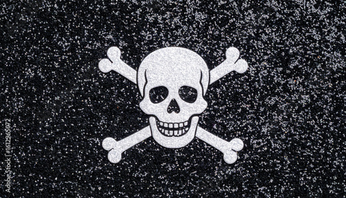 Pirate Crossbones Flag. Shiny Glitter. Halloween.