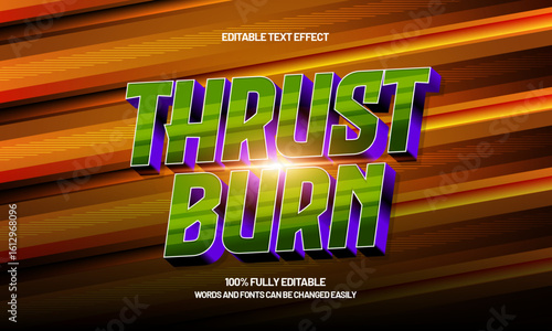 thrust burn editable text effect with a race and finish text style
