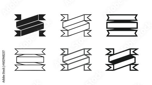 Collection of six banner illustrations with various styles and orientations displayed on white background