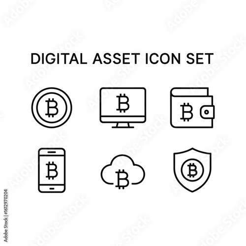 Wallpaper Mural Digital communication icon set. Outline symbols. Line design Torontodigital.ca