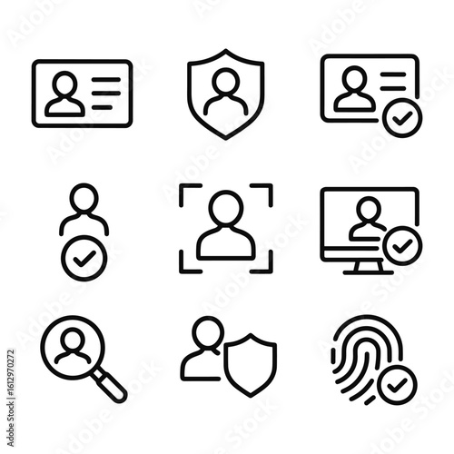 User authentication vector icons. Outline symbols. Line design