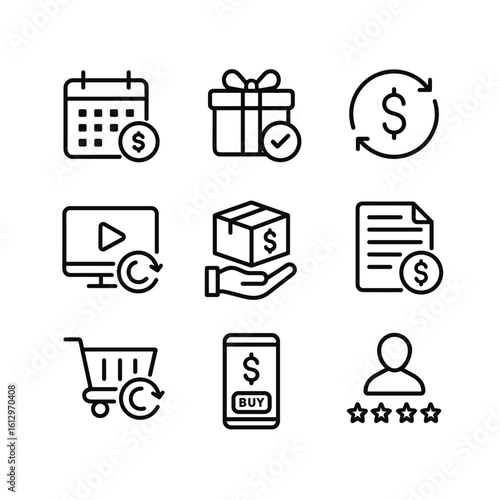 Membership plan vector icons. Outline symbols. Line design
