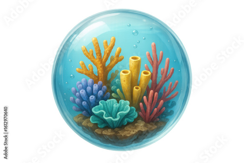colorful coral reef inside glass bubble clip art preview