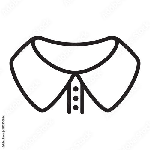 Minimalist line art illustration of a classic button down shirt collar design