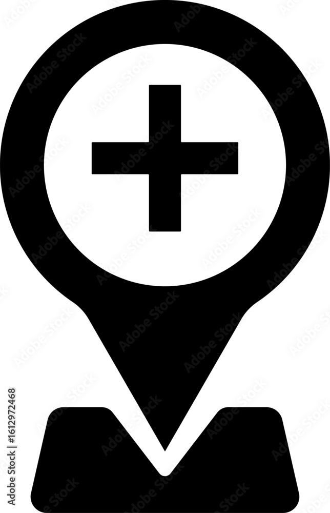 Obraz premium Hospital location icons. emergency services occupation. Health care position sign. pin sign symbols. global positioning system 