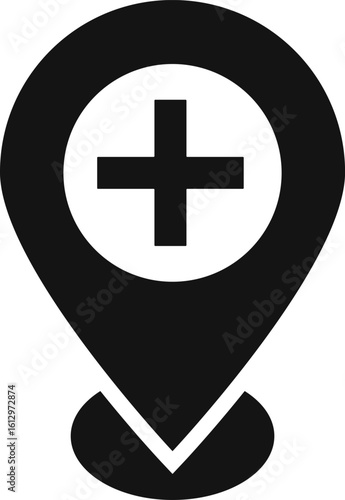 Medical location icon. representing a hospital or clinic. Location pin marker icons. Healthcare Services symbol.  Medical Cross Symbol

