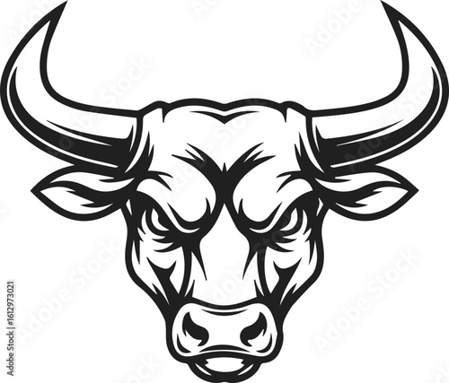 Bull Head Silhouette – Powerful Animal Vector for Taurus, Farm, and Strength Concepts