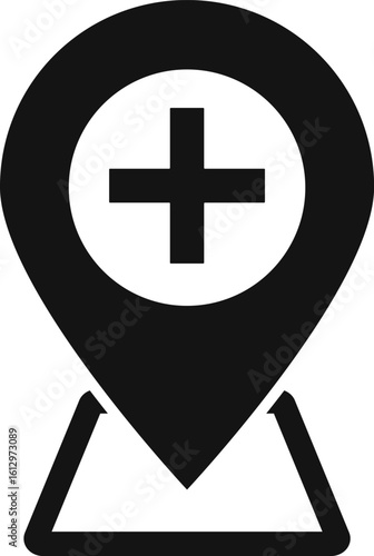 hospital location icon. medical cross symbol. healthcare and medicine. representing a healthcare facility hospital location. medical service point