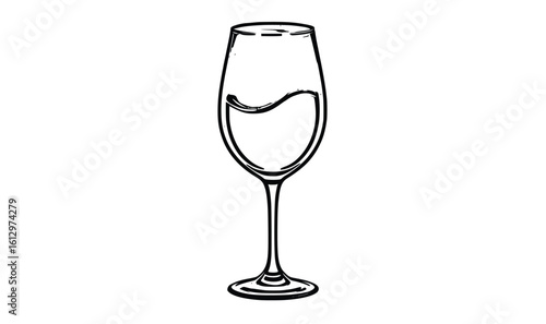 Minimalist Wine Glass Line Art – Elegant Hand-Drawn Drinkware Illustration for Menus, Bars, and Beverage Branding