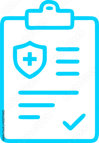 Medical form checklist with a protective shield, indicating health insurance or medical record completion.