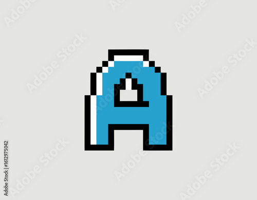 Pixel art letter A with cursor, retro gaming style.