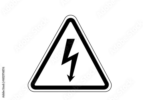 High-voltage danger warning sign, triangular shape, bold black lightning bolt symbol. Free Download High-voltage danger warning sign, triangular shape, bold black lightning bolt symbol. - GFXLoad