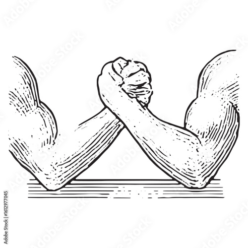 Intense Arm Wrestling Battle: Showcase of Muscle Power and Strength