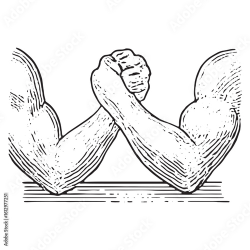 Intense Arm Wrestling Battle: Showcase of Muscle Power and Strength