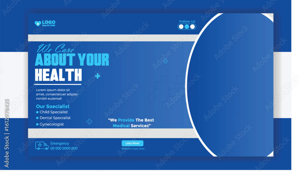 Naklejka premium WebModern Healthcare Services Presentation Template with Doctor and Medical Imagery