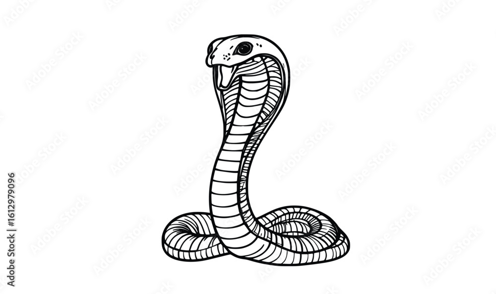Fototapeta premium “Cobra Snake Outline Vector in Striking Pose”