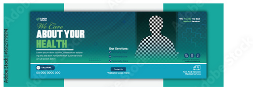 Healthcare Social Media Cover Desgin Template With Discounted offer.