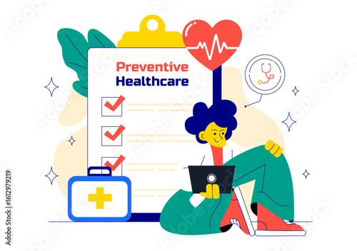 Prevention Healthcare Vector Illustration to Wellness, Keep People Healthy, and Reduce the Risk of Disease in a Flat Style Cartoon Background