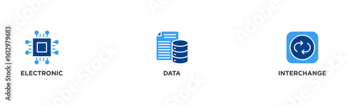 EDI banner web icon illustration concept for electronic data interchange of business documents standard format with a cloud server, exchange, database, file, chart, automation, and process icon