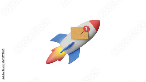 Free Download Rocketship Delivering New Mail Notification isolated on a transparent background spaceship envelope - GFXLoad