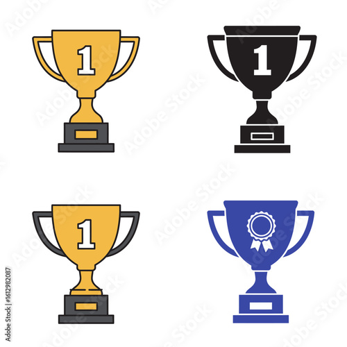 Trophy vector icons set winner cup symbol first place award