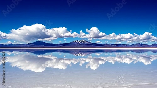 Breathtaking Reflection of Sky and Clouds on Salar de Uyuni, Bolivia, Stunning Landscape