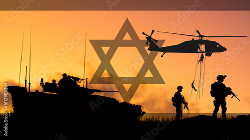 Conceptual image of war between Israel and her enemies